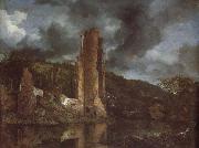 Jacob van Ruisdael Landscape with the Ruins of Egmond Castle at Egmond aan den Hoef painting